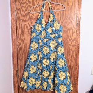 Liz & Co Tropical Floral Print Halter Dress, Hawaiian Vibe